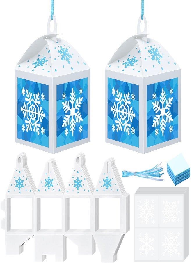 Yaomiao 12 Sets Snowflake Crafts Winter Tissue Paper Crafts Kits Make Your Own Winter Lanterns Hanging Ornaments for Holiday Xmas Tree Christmas Decoration - Image 1